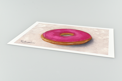Pink Donut Giclee Art Print Close Up