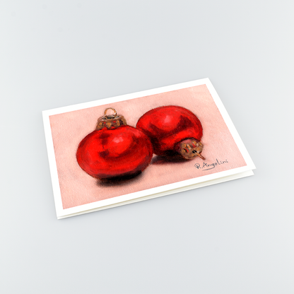 Red Baubles - A5 Greetings Cards Top Down