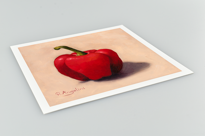 Red Pepper Square Giclee Art Print Close Up