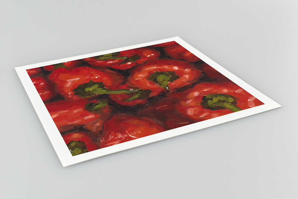 Red Peppers Square Giclee Art Print Close Up