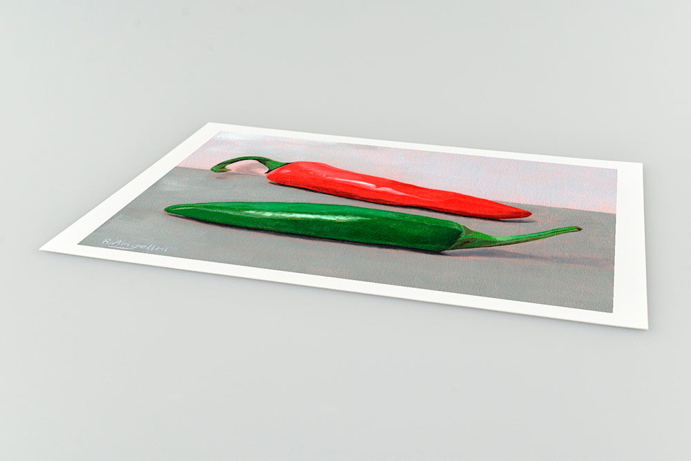 Red and Green Chillies | Still Life Art Print