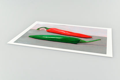 Red and Green Chillies | Still Life Art Print
