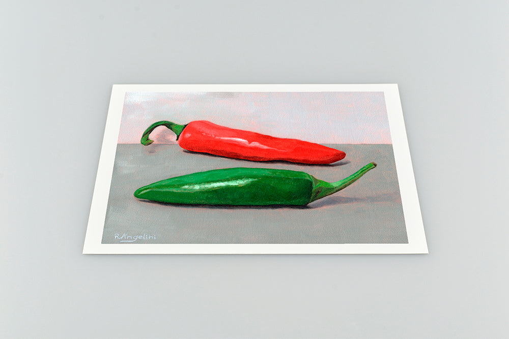 Red and Green Chillies | Still Life Art Print