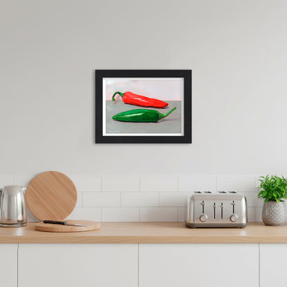 Red and Green Chillies | Still Life Art Print