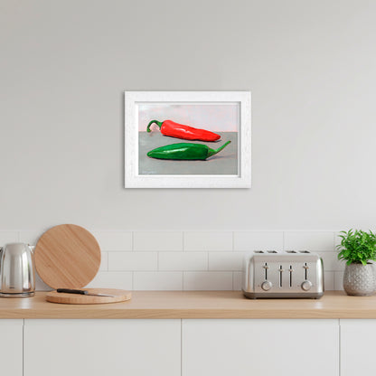 Red and Green Chillies | Still Life Art Print