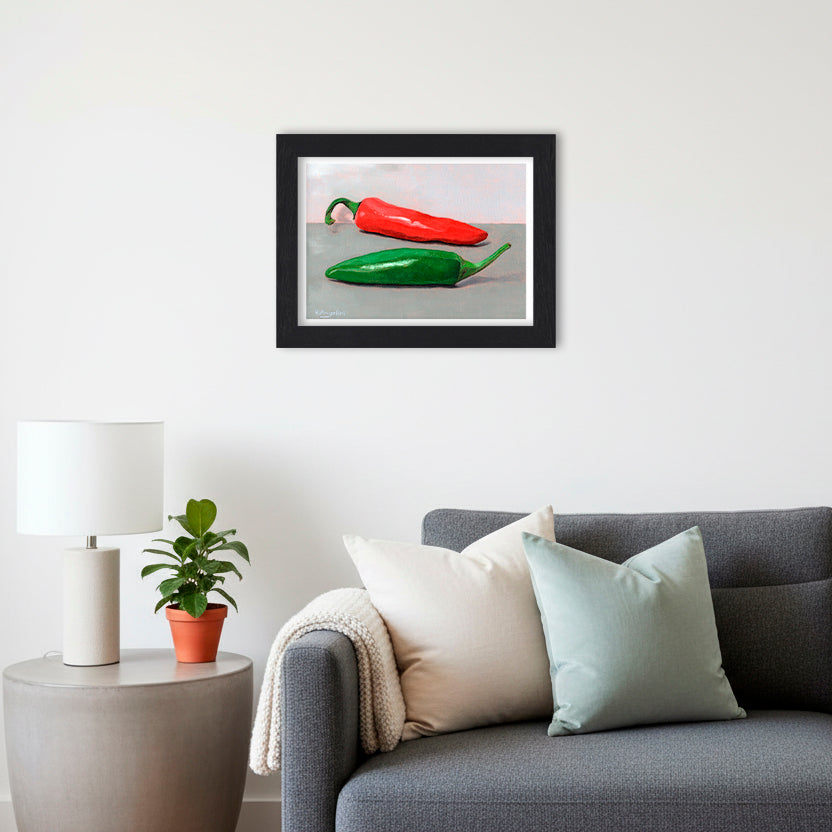 Red and Green Chillies | Still Life Art Print