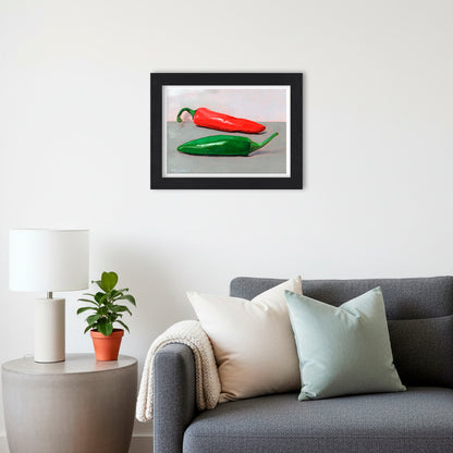 Red and Green Chillies | Still Life Art Print