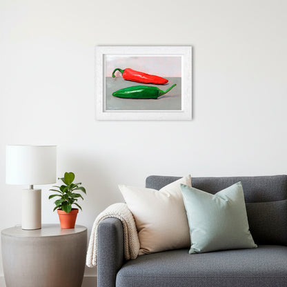 Red and Green Chillies | Still Life Art Print