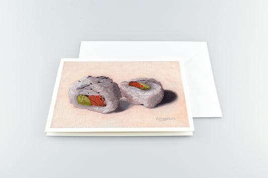 Salmon Avocado Sushi Rolls - A5 Greetings Cards with Envelope