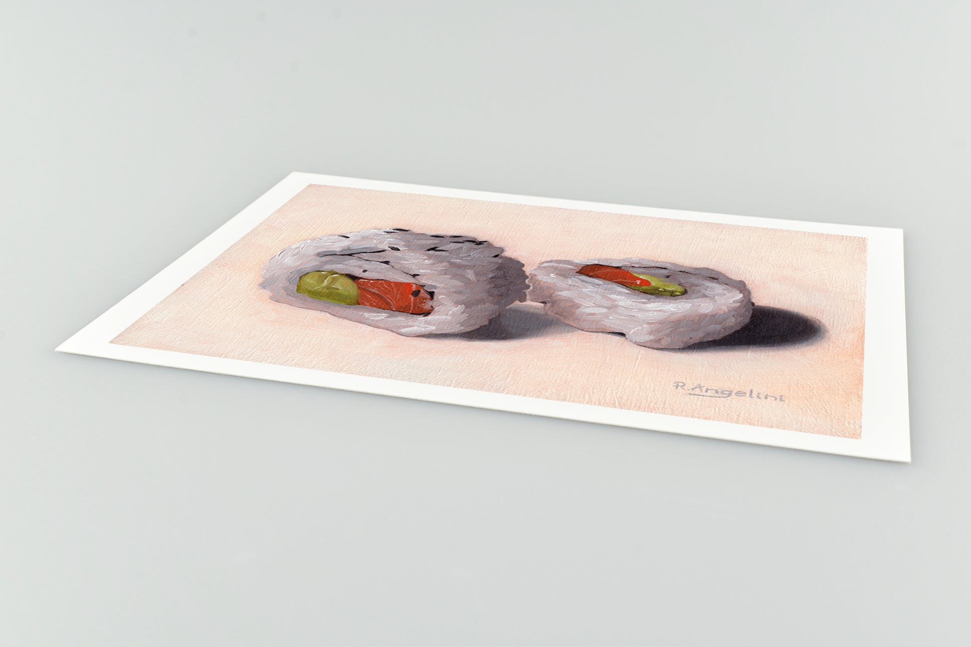 Salmon Avocado Sushi Rolls Giclee Art Print Close Up
