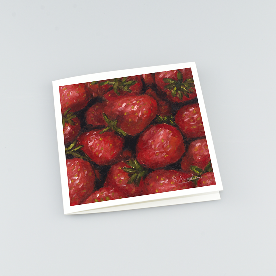 Strawberries - Square Greetings Cards Top Down