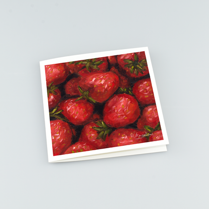 Strawberries - Square Greetings Cards Top Down
