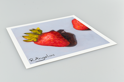 Strawberries 1 of 3 Square Giclee Art Print Close Up