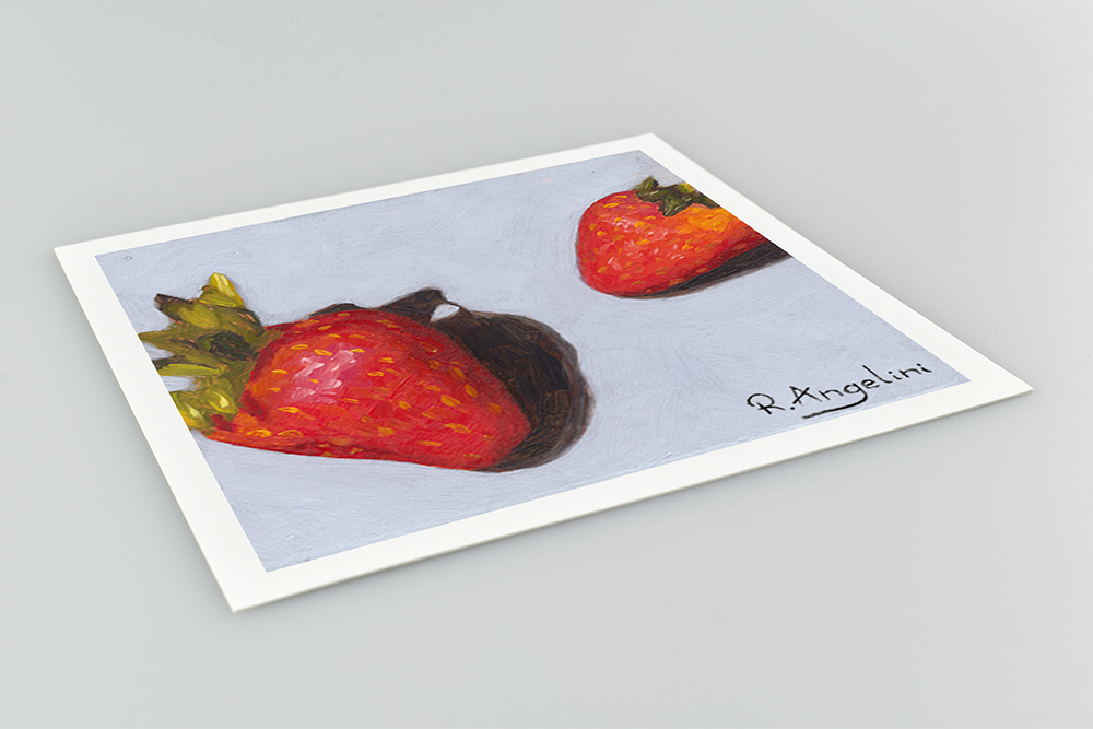 Strawberries 2 of 3 Square Giclee Art Print Close Up