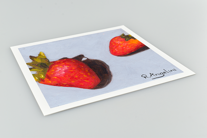 Strawberries 2 of 3 Square Giclee Art Print Close Up