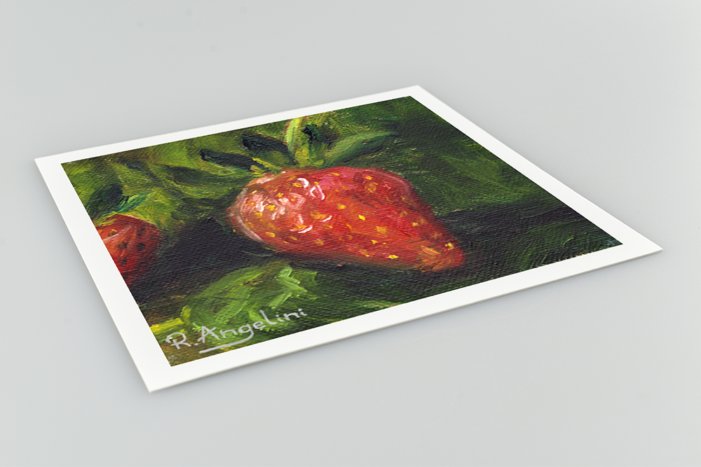 Strawberry Square Giclee Art Print Close Up