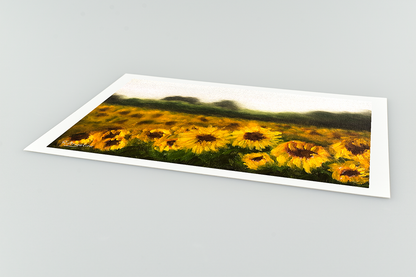 Sunflower Field Giclee Art Print Close Up
