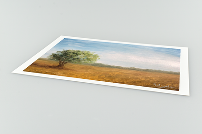 Tree in a Field Giclee Art Print Close Up