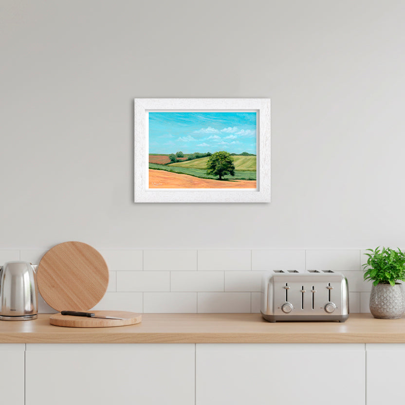 Tree in Rolling Fields | Landscape Art Print