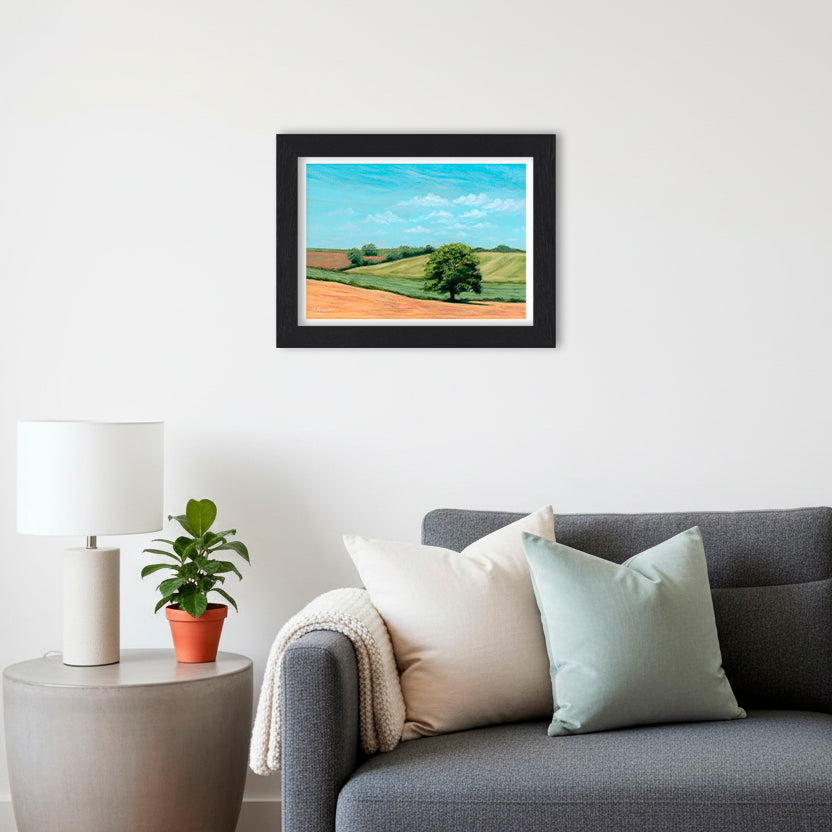 Tree in Rolling Fields | Landscape Art Print