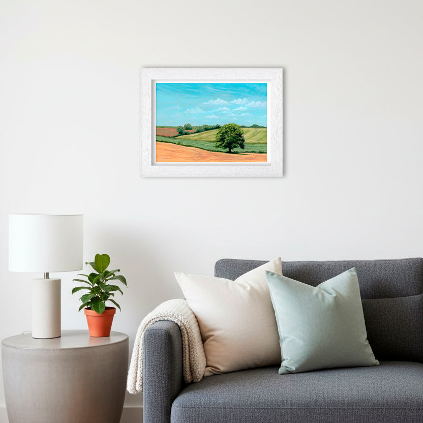 Tree in Rolling Fields | Landscape Art Print
