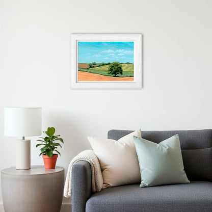 Tree in Rolling Fields | Landscape Art Print