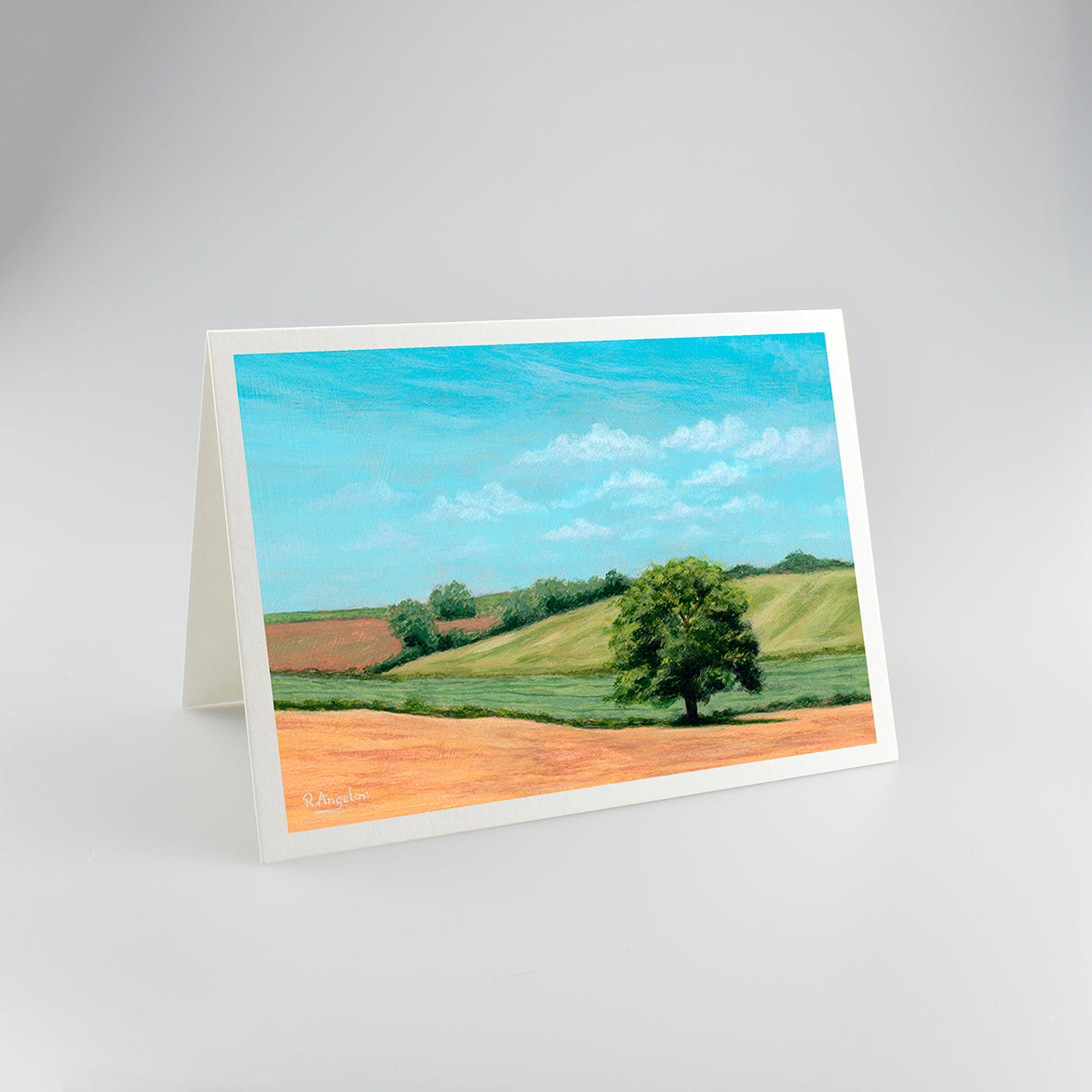 Tree in Rolling Fields - A5 Greetings Cards