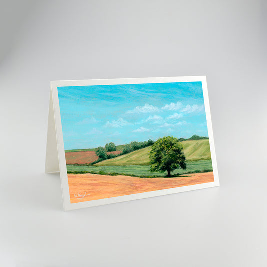 Tree in Rolling Fields - A5 Greetings Cards