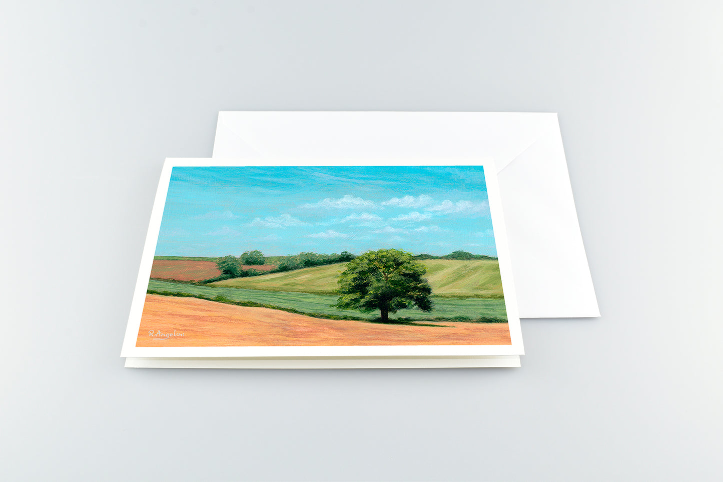 Tree in Rolling Fields - A5 Greetings Cards