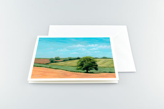 Tree in Rolling Fields - A5 Greetings Cards