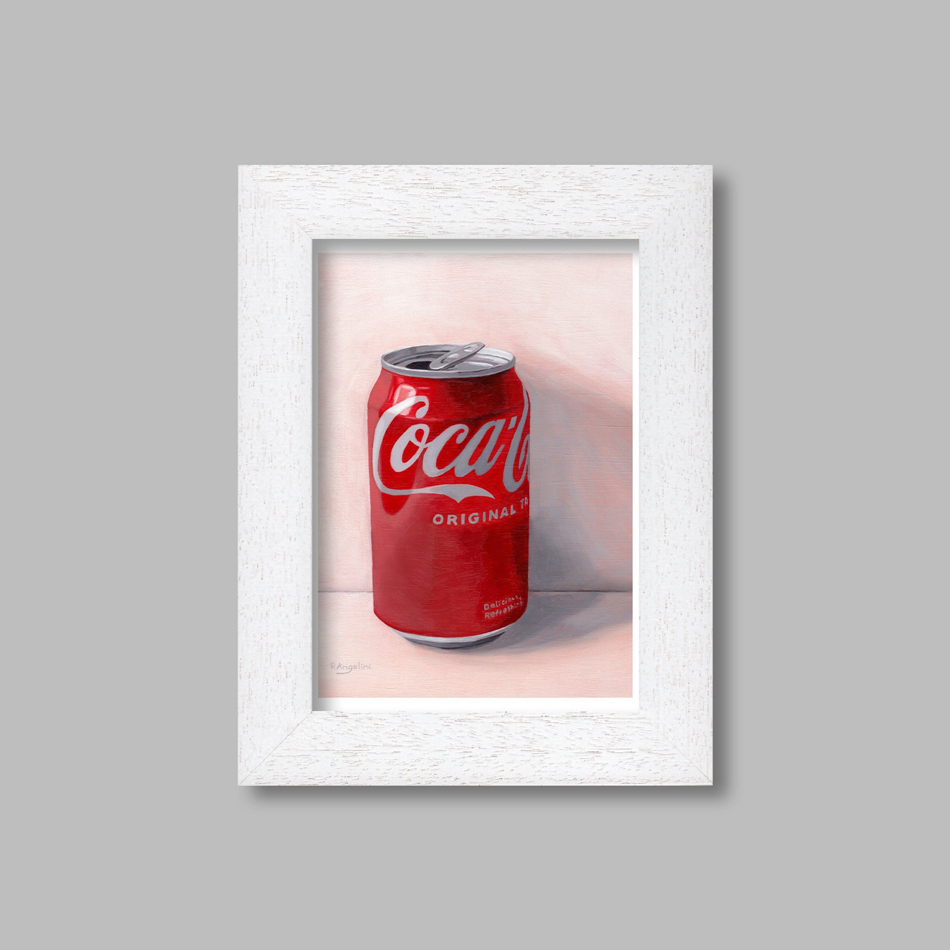 White Framed Can of Coca Cola Giclee Art Print
