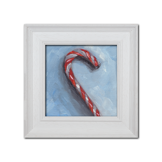 White Framed Candy Cane - Original Artwork