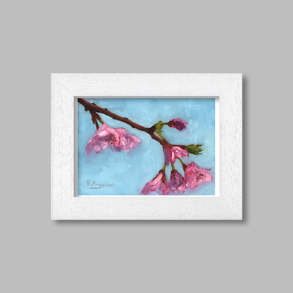 White Framed Cherry Blossom Giclee Art Print