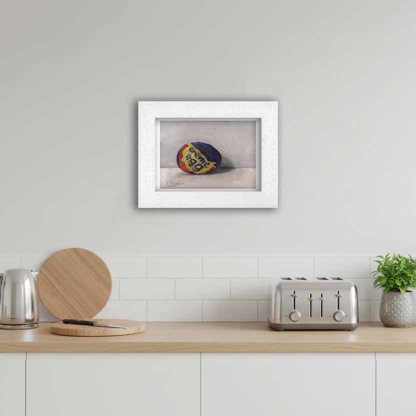 White Framed Crème Egg Giclee Art Print in Kitchen