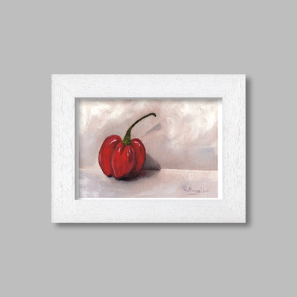 White Framed Ghost Chilli Giclee Art Print