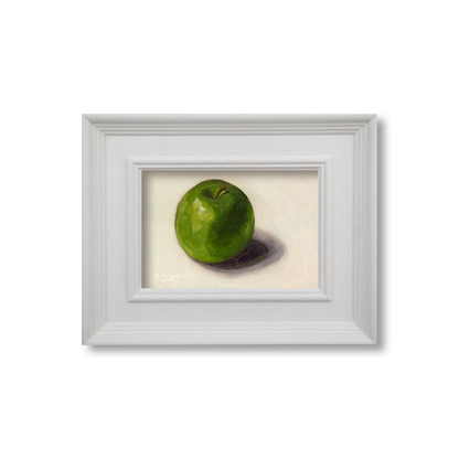 White Framed Green Apple 2 - Original Artwork
