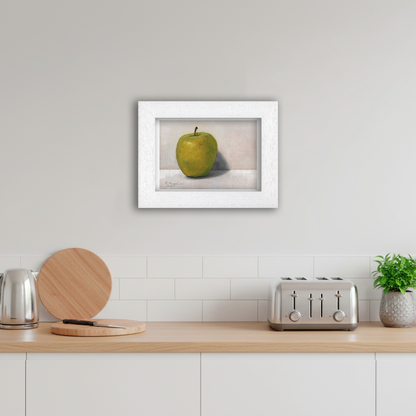 White Framed Green Apple 2 Giclee Art Print in Kitchen