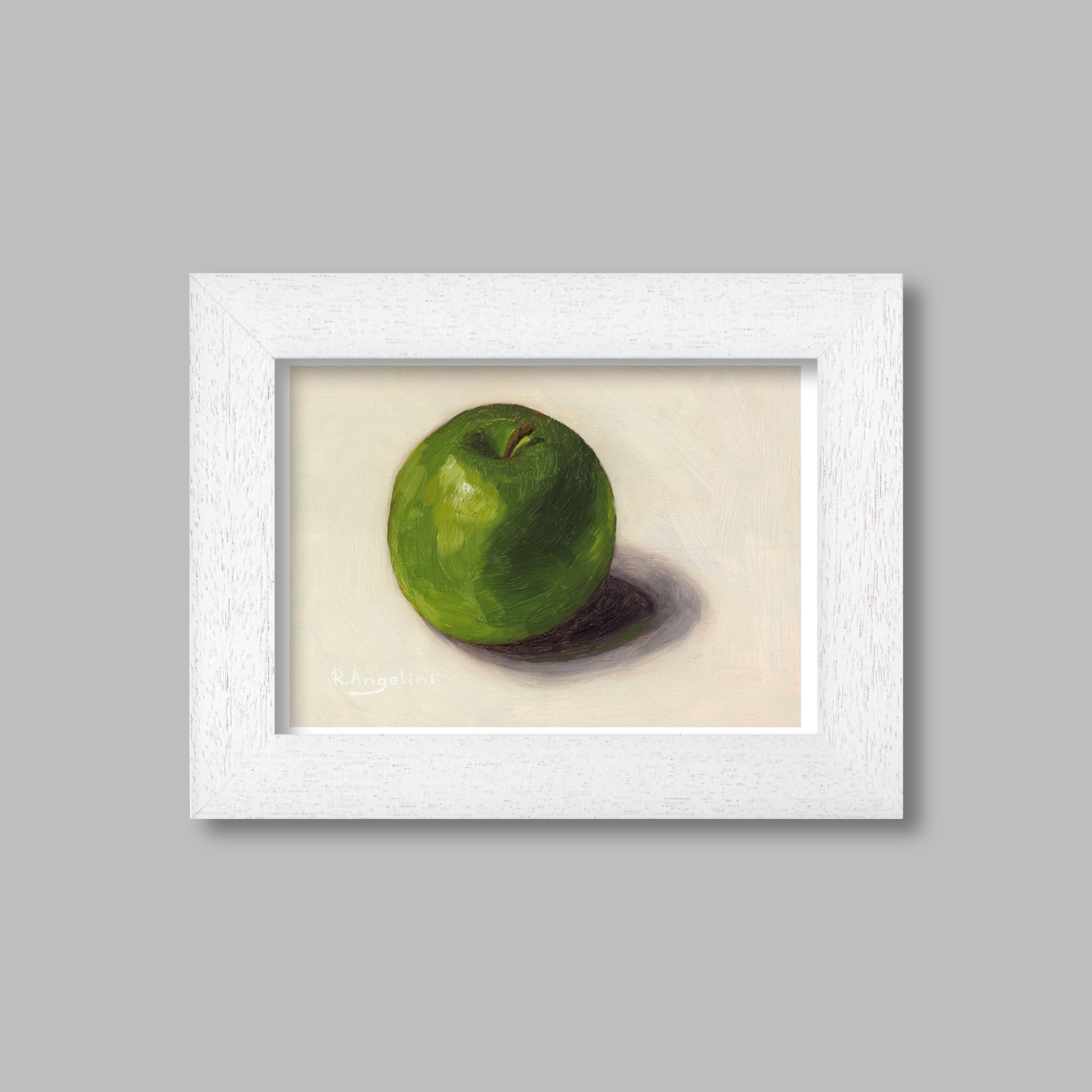 White Framed Green Apple Giclee Art Print