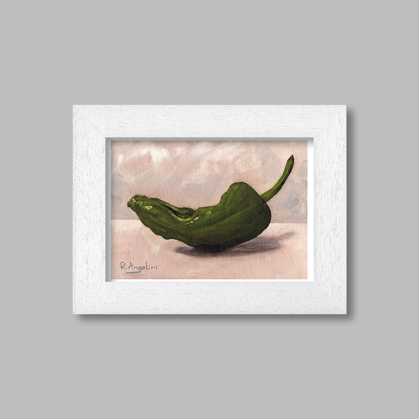 White Framed Green Chilli Giclee Art Print