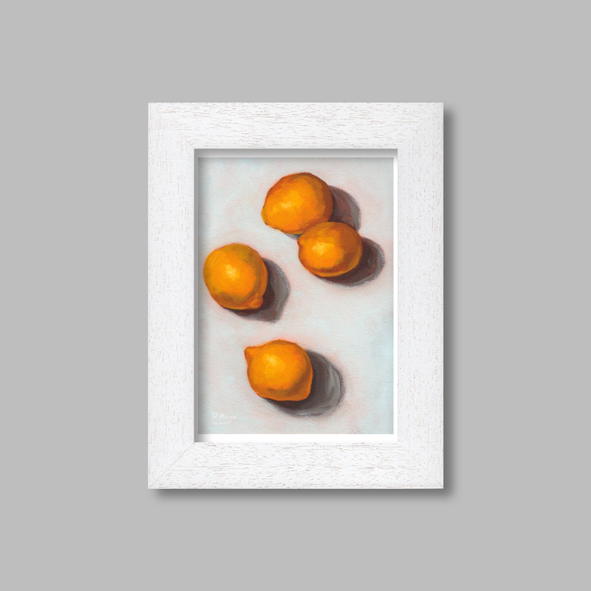 White Framed Lemons Giclee Art Print