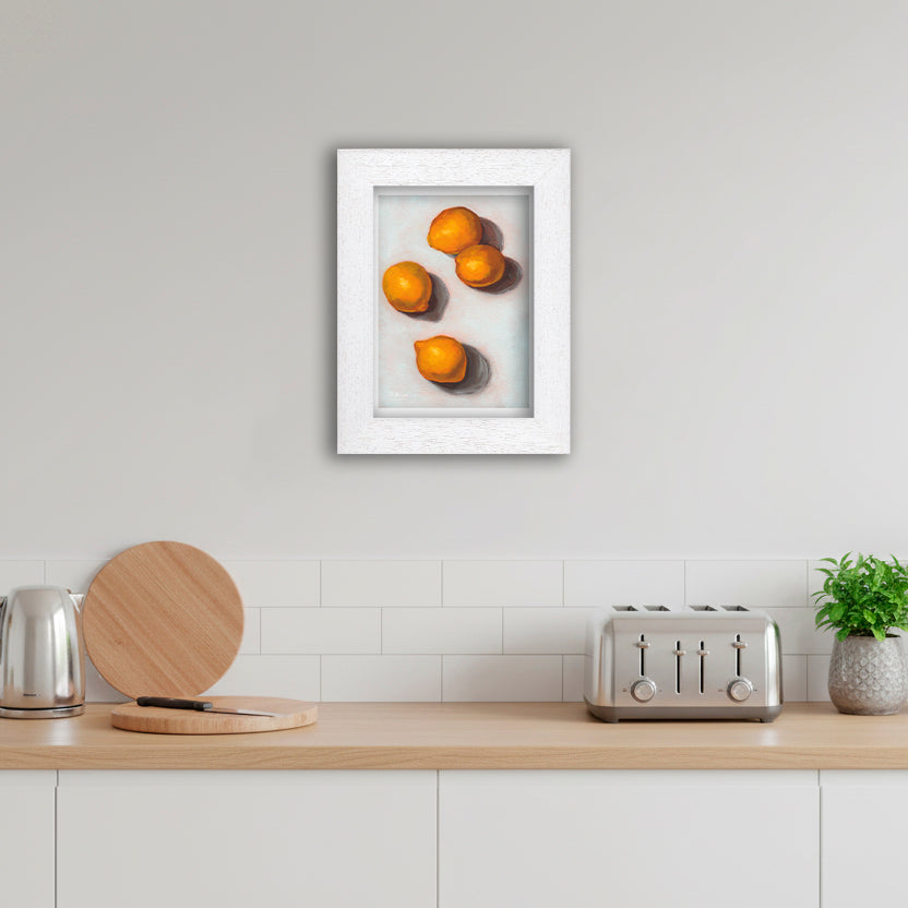 White Framed Lemons Giclee Art Print in Kitchen