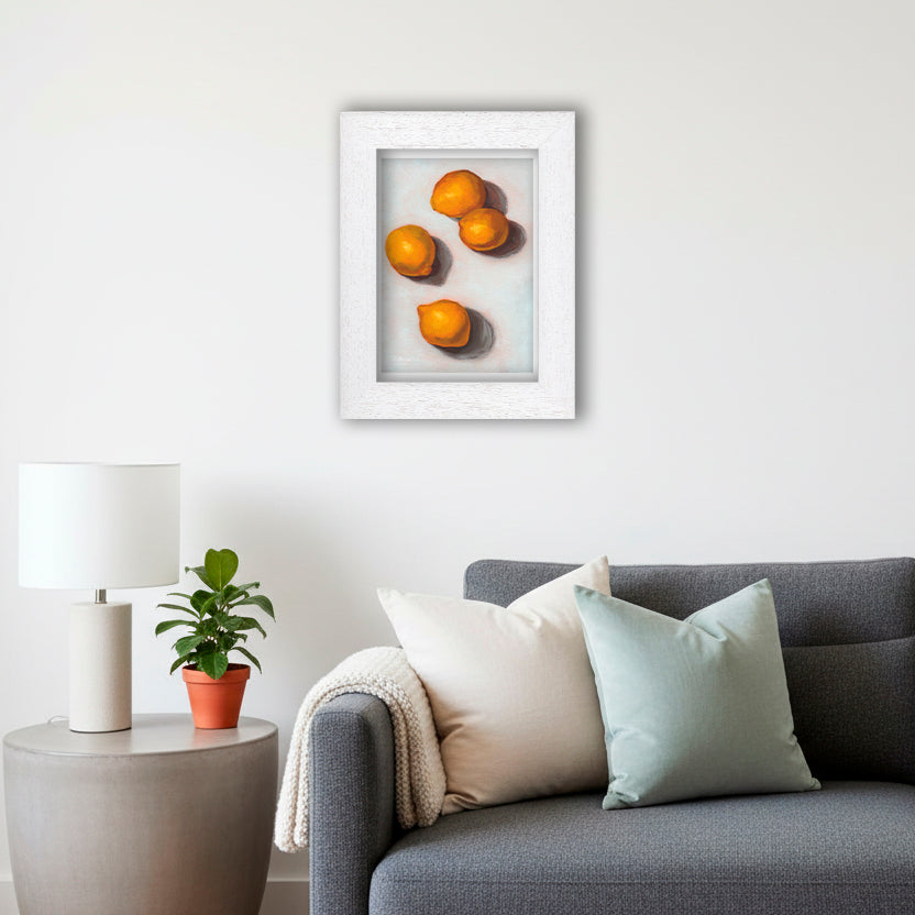 White Framed Lemons Giclee Art Print in Living Room