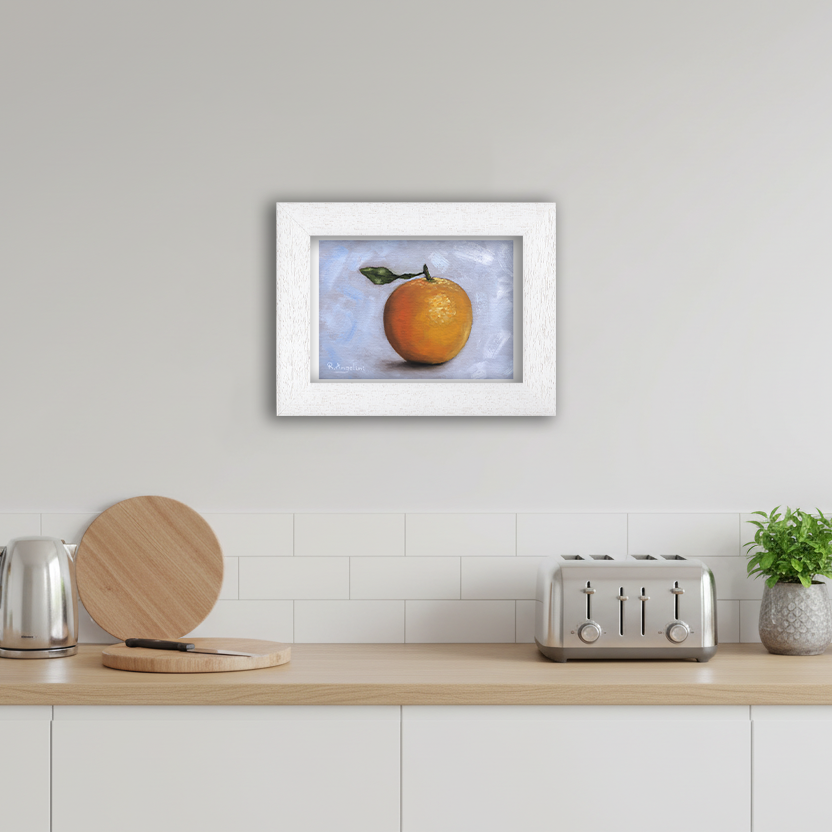 White Framed Orange Giclee Art Print in Kitchen