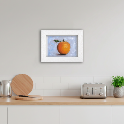 White Framed Orange Giclee Art Print in Kitchen