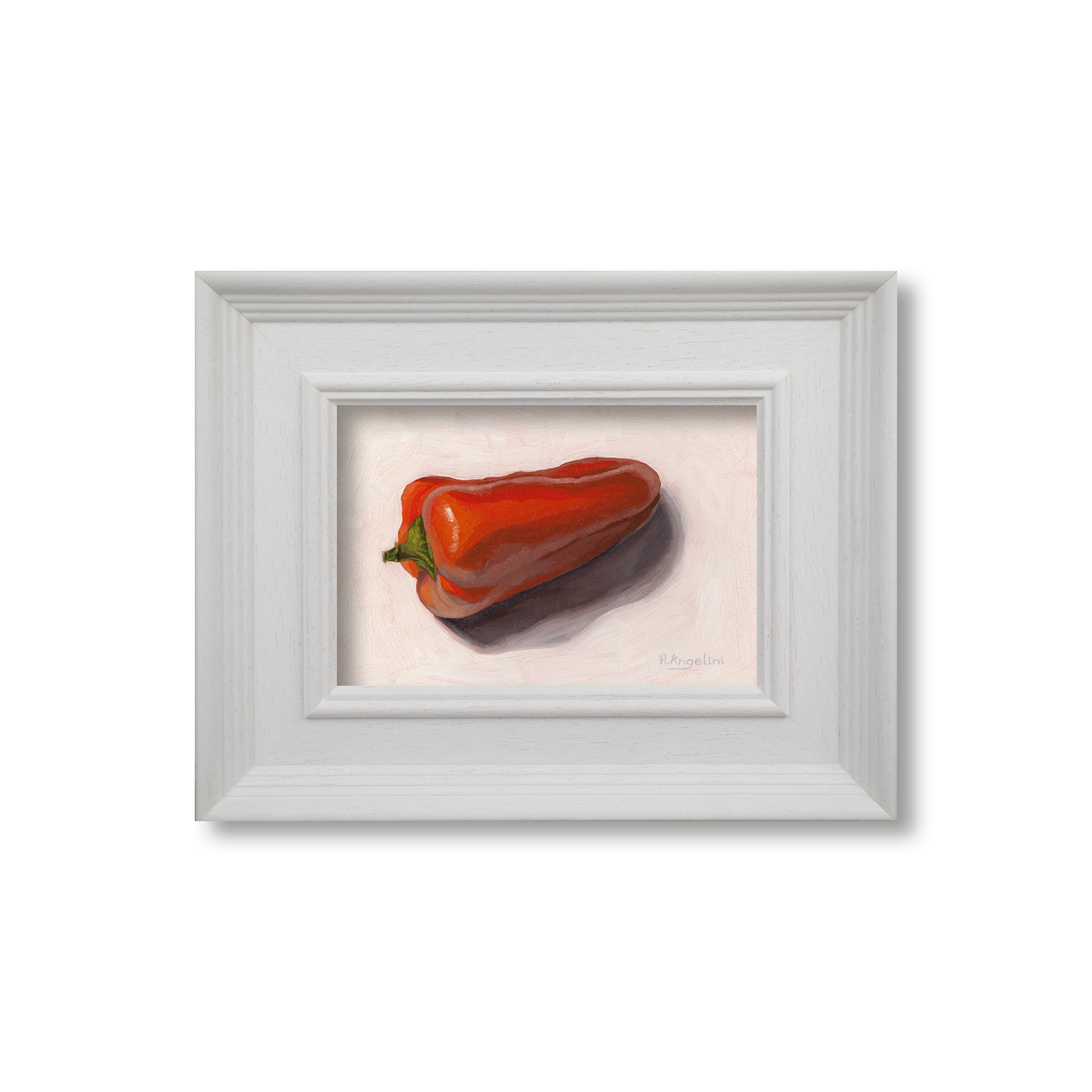White Framed Orange Pepper - Original Artwork