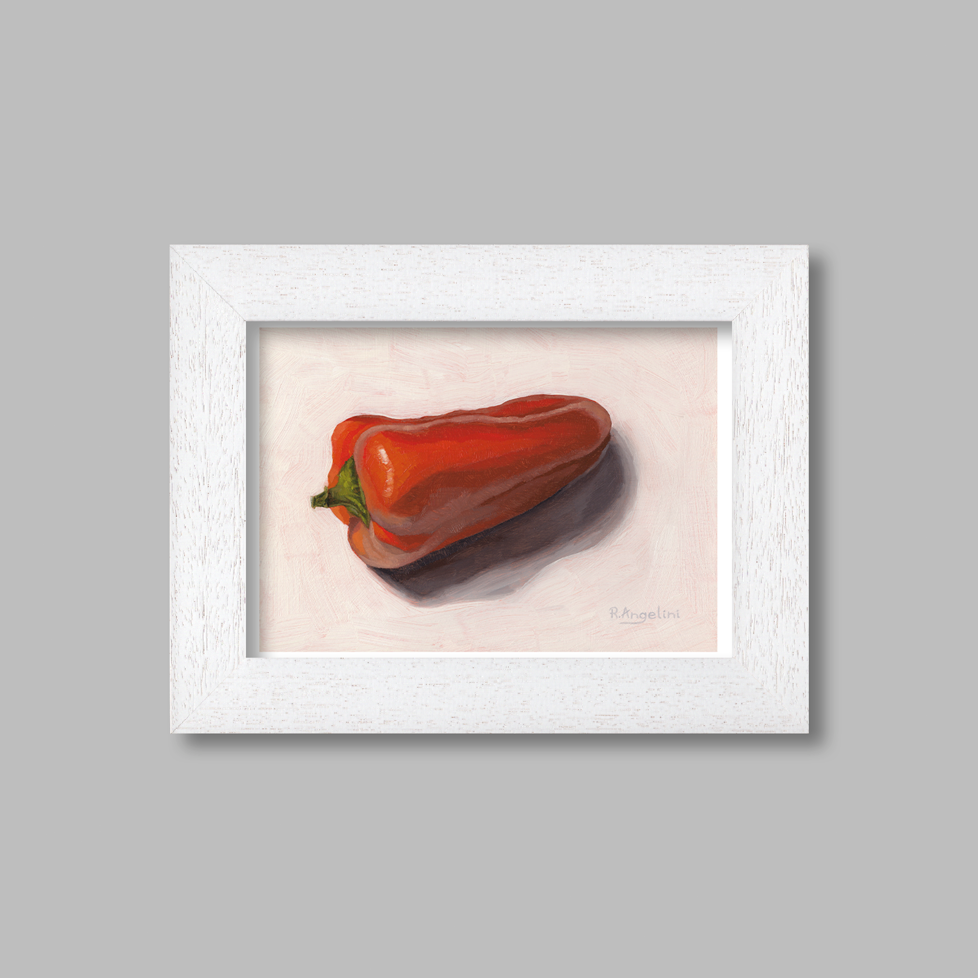 White Framed Orange Pepper Giclee Art Print