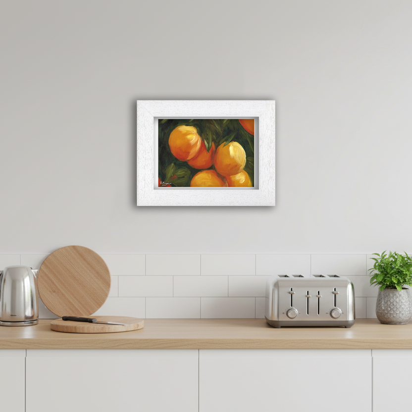 White Framed Orange Tree 2 Giclee Art Print in Kitchen