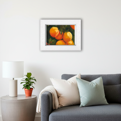White Framed Orange Tree 2 Giclee Art Print in Living Room