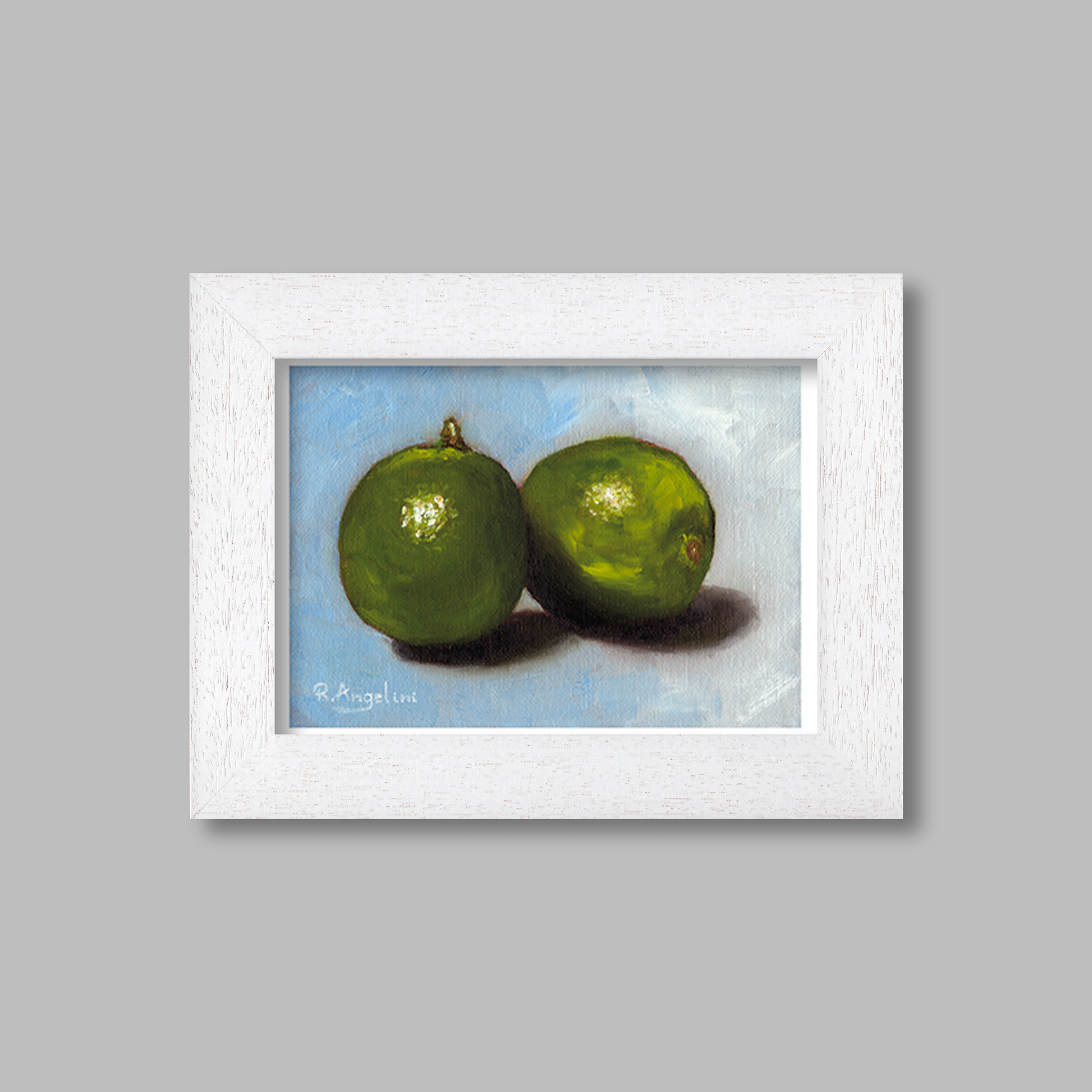 White Framed Pair of Limes Giclee Art Print
