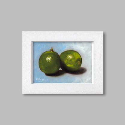 White Framed Pair of Limes Giclee Art Print